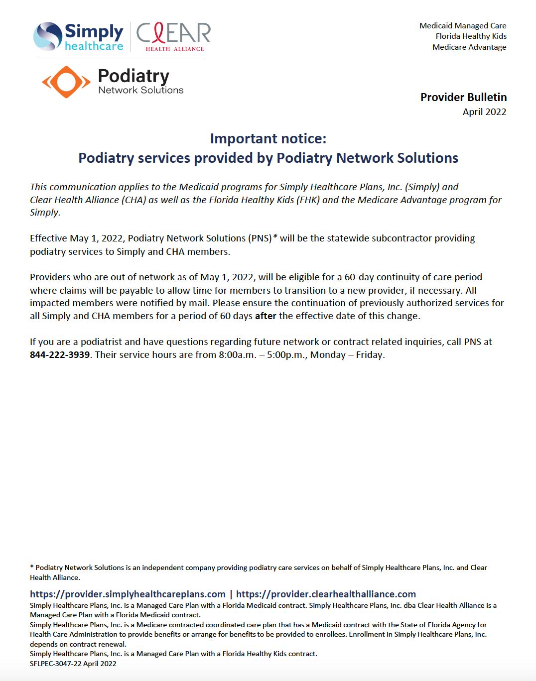 Podiatry Network Solutions partnership with Simply Health Plans